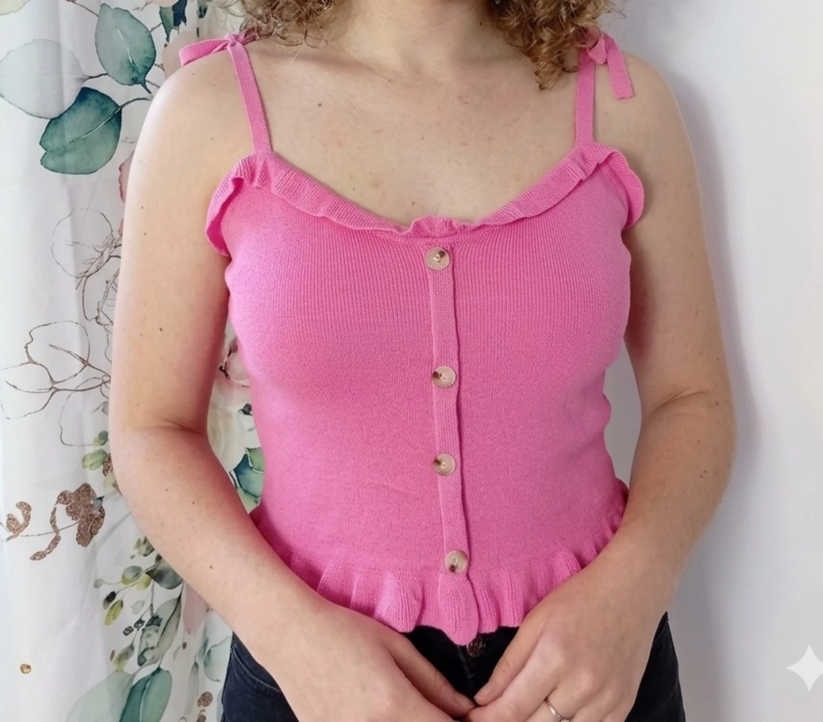 Top caraco côtelé décolleté en cœur bretelles ajustables 💯 viscose dû 38/40